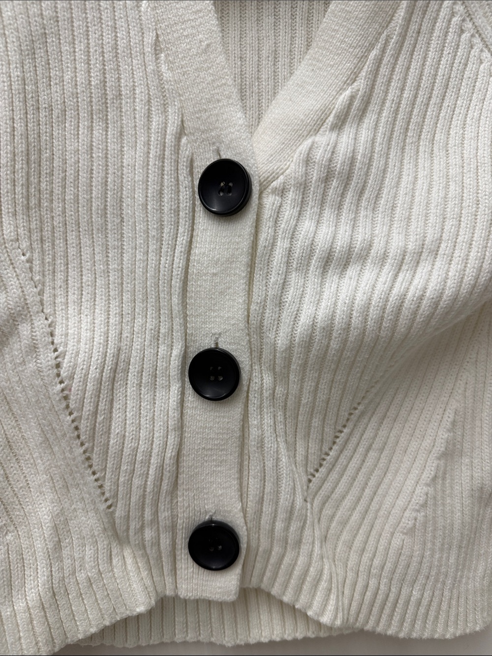 ASOS White Ribbed V-Neck Button-Up Cardigan - Picture 3 of 5